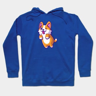 Cute Corgi Dog Jumping Cartoon Hoodie